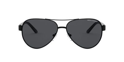 Armani Exchange A|X Mens AX2034S Aviator Sunglasses, Black/Grey, 59 mm