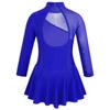 easyforever Kids Girls Ice Figure Skating Roller Skater Leotard Dress Floral Lace Long Sleeve Tutu Skirt Dancewear Royal Blue 2 6 view 2