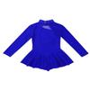 easyforever Kids Girls Ice Figure Skating Roller Skater Leotard Dress Floral Lace Long Sleeve Tutu Skirt Dancewear Royal Blue 2 6 view 3