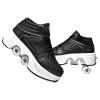 Double-Row Deform Wheel Automatic Walking Shoes Invisible Deformation Roller Skate 2 in 1 Removable Pulley Skates Skating Parkour (Black high, US 6.5) view 1