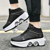 Double-Row Deform Wheel Automatic Walking Shoes Invisible Deformation Roller Skate 2 in 1 Removable Pulley Skates Skating Parkour (Black high, US 6.5) view 4