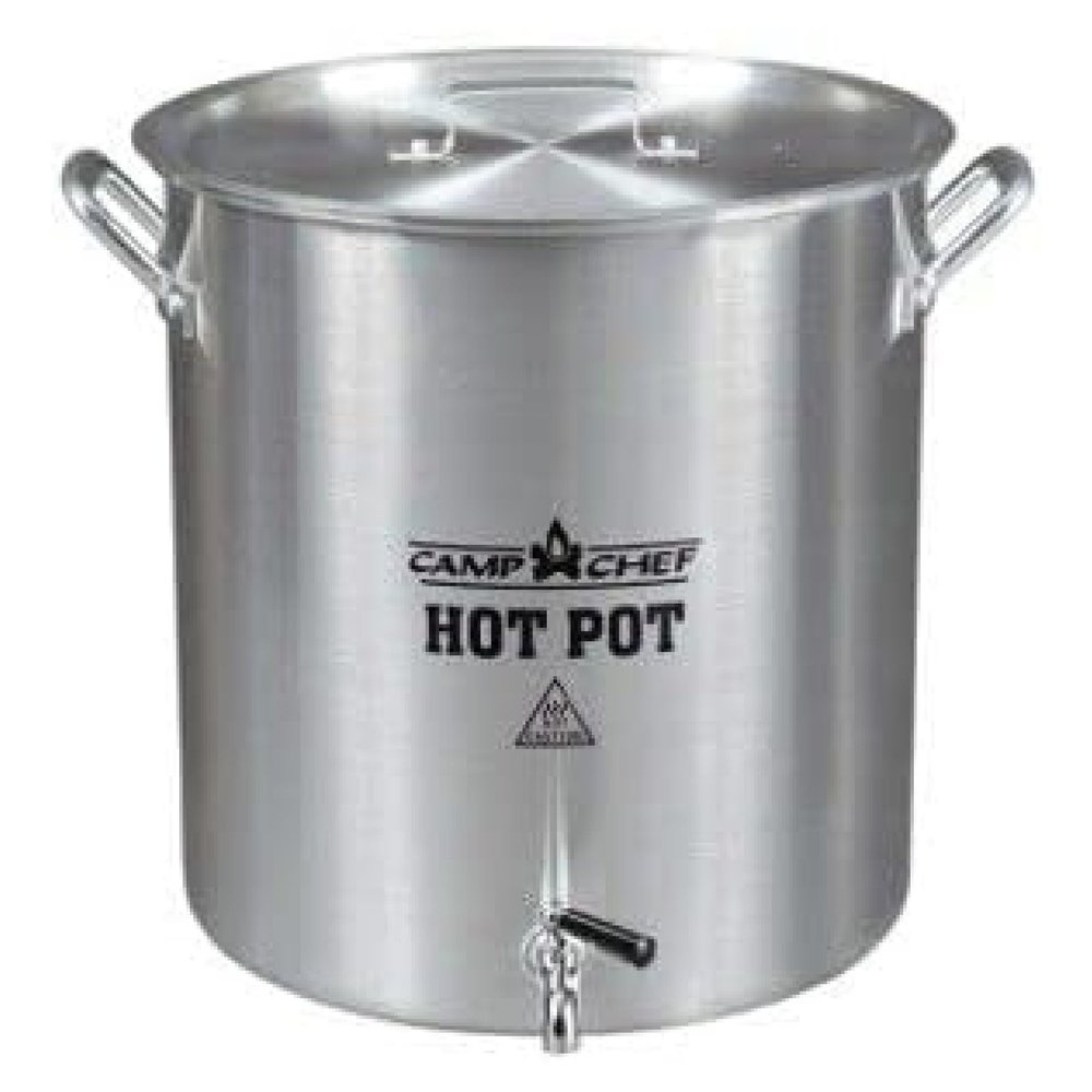 Camp Chef Aluminum Hot Water Pot - for Hot Chocolate & Hot Apple Cider - Hot Water Storage with a Spigot for Dishes - Easy-to-Serve Hot Beverage Dispenser - 32 Quart Pot - About 120 Servings