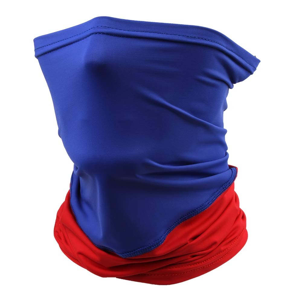 Headband Headwear Scarf Neck Gaiter Balaclavas Bandana Dustproof Sun Dust Protection for Outdoors Sports Hiking Cycling Running Fishing (Red/Royal Blue A)
