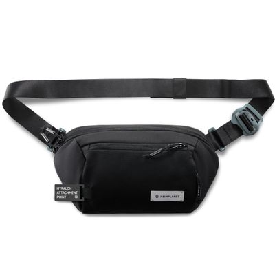 HEIMPLANET Original | Transit Line Sling Pocket XL | Water-resistant Waist Pack Made of Durable and Sustainable DYECOSHELL | Adjustable and Detachable Belt Buckle | Supports 1% for The Planet (Black)