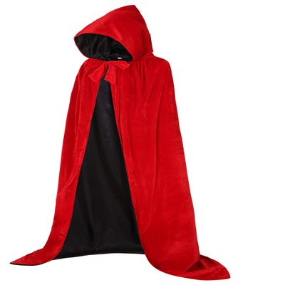 ALIZIWAY Hooded Cape Reversible Velvet Cloak Lined with Satin Renaissance Medieval Halloween Christmas Cosplay Costume Y090RXXL
