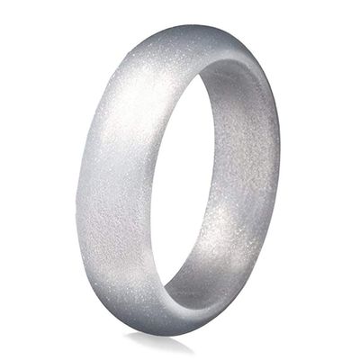 ExhilaraZ Women Silicone Rings Wedding Bands Fashion Soft Shiny Glitter Finger Rings Party Jewelry Gift 7Pcs Silver US 6