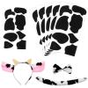 WILLBOND Halloween Cow Costume Set Cow Ears Headband Bow Tie Tail Adhesive Felt Pads Stickers for DIY Halloween Accessories view 1