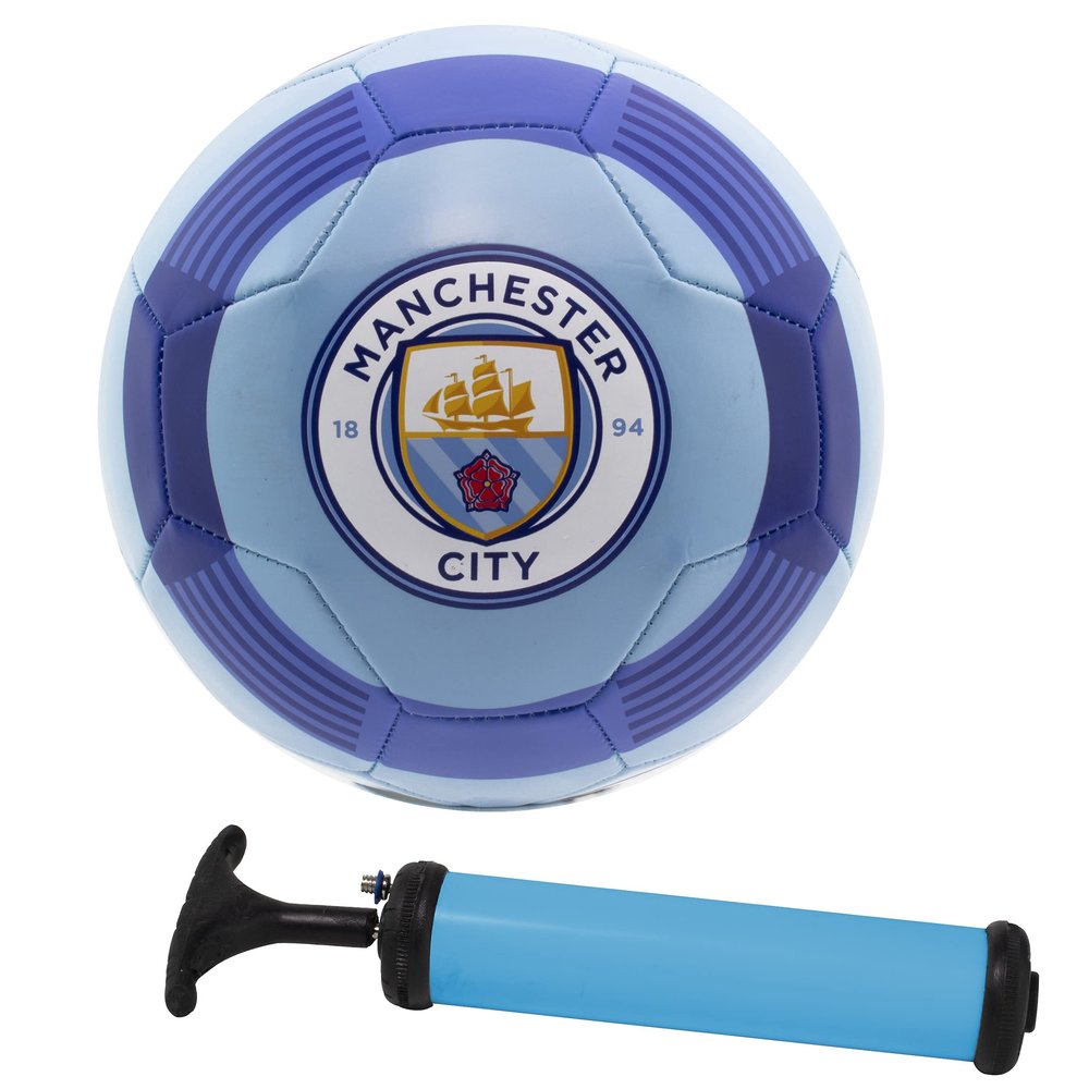 Official Manchester City FC Soccer Ball Kit, Size 5 Ball with Carry Bag and Air Pump