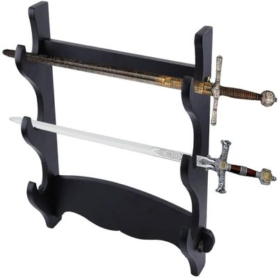GOTOTOP 3-Tier Sword Holder, Wall Mount Japanese Samurai Sword Display Stand Bracket Hanger for Japanese Katana Wakizashi Tanto Standard Swords