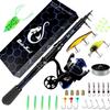 QudraKast Fishing Rod and Reel Combos, Carbon Fiber Telescopic Fishing Rod with Reel Combo Kit with Tackle Box, Best Gift for Fishing Beginner and Angler (180 Bule) view 1