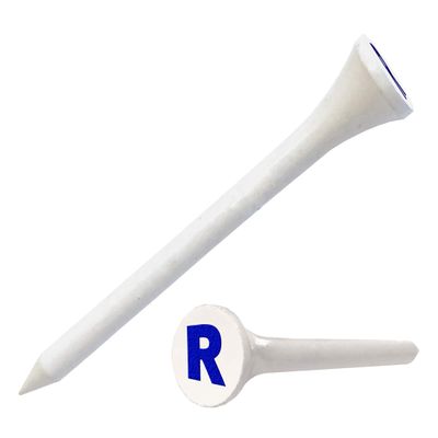 Clip Wipes Logo Golf Tees 2 (100/Pack) Custom TEECUP Imprint - Personalized Monogram Initial Letters (A-Z) (WHT-BLU-R)