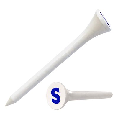 Clip Wipes Logo Golf Tees 2 (100/Pack) Custom TEECUP Imprint - Personalized Monogram Initial Letters (A-Z) (WHT-BLU-S)
