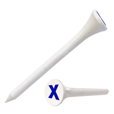 Clip Wipes Logo Golf Tees 2 (100/Pack) Custom TEECUP Imprint - Personalized Monogram Initial Letters (A-Z) (WHT-BLU-X)