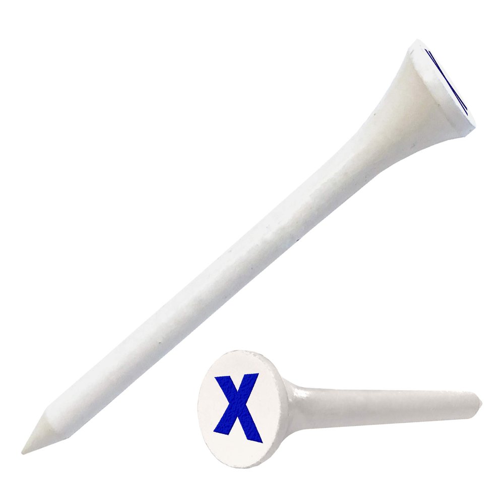 Clip Wipes Logo Golf Tees 2 (100/Pack) Custom TEECUP Imprint - Personalized Monogram Initial Letters (A-Z) (WHT-BLU-X)