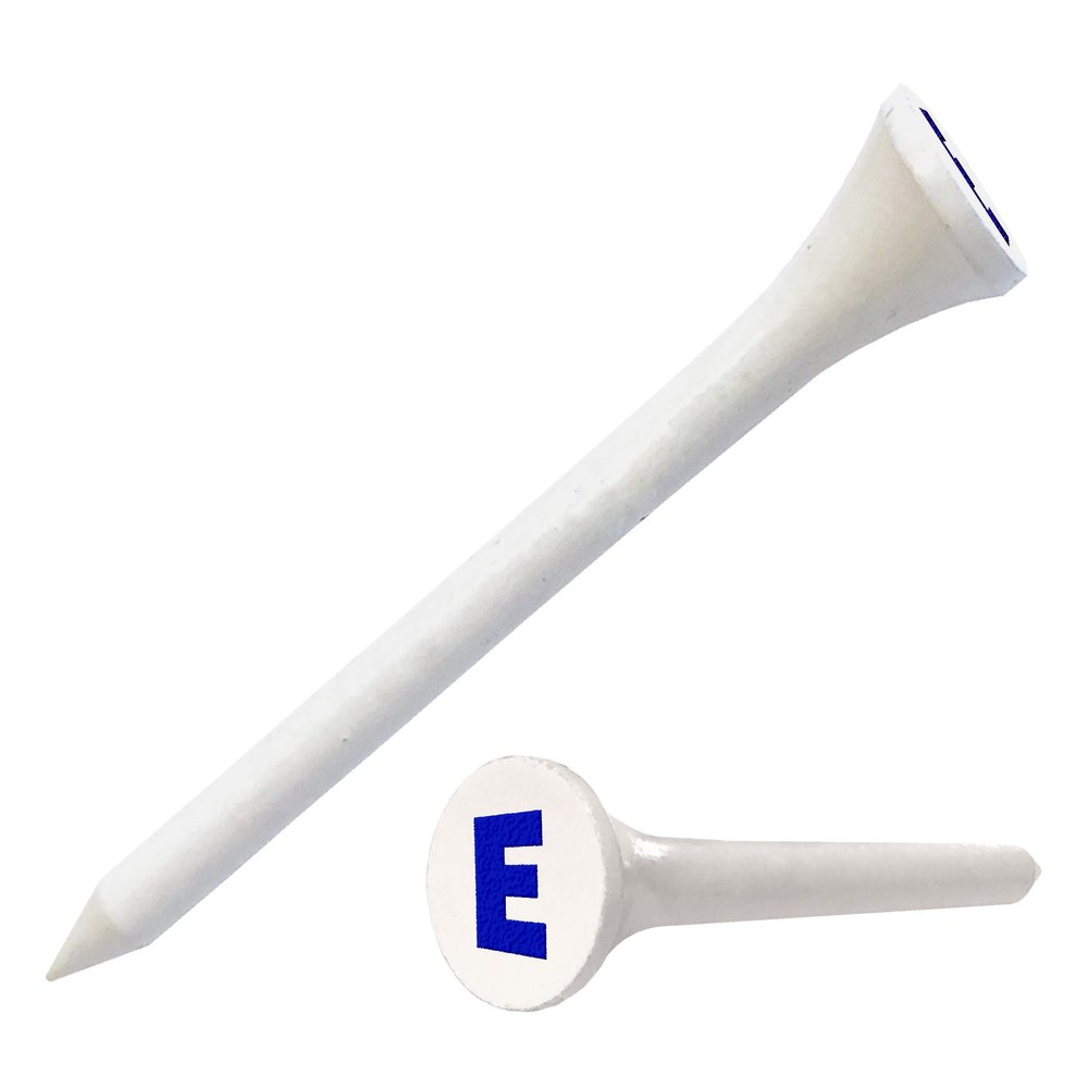 Clip Wipes Logo Golf Tees 2 (100/Pack) Custom TEECUP Imprint - Personalized Monogram Initial Letters (A-Z) (WHT-BLU-E)