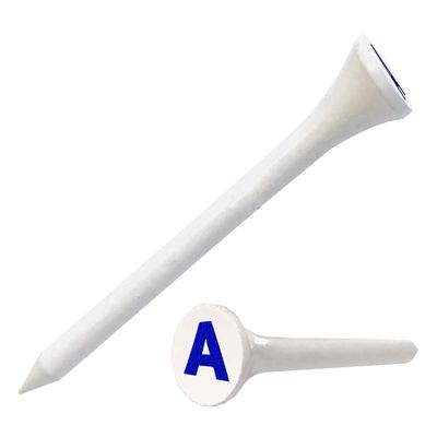 Clip Wipes Logo Golf Tees 2 (100/Pack) Custom TEECUP Imprint - Personalized Monogram Initial Letters (A-Z) (WHT-BLU-A)