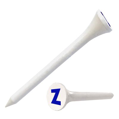 Clip Wipes Logo Golf Tees 2 (100/Pack) Custom TEECUP Imprint - Personalized Monogram Initial Letters (A-Z) (WHT-BLU-Z)