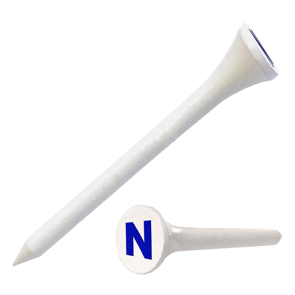 Clip Wipes Logo Golf Tees 2 (100/Pack) Custom TEECUP Imprint - Personalized Monogram Initial Letters (A-Z) (WHT-BLU-N)