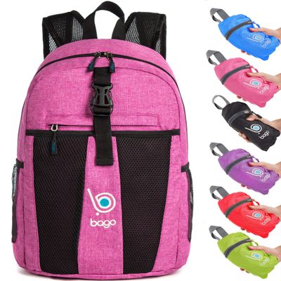Bago Lightweight Backpack for Hiking for Women and Men - 25L Travel Day Pack - Foldable Hiking Daypack Ultralight for Camping Outdoor Sports - Packable Backpack for Travel (SnowPink)