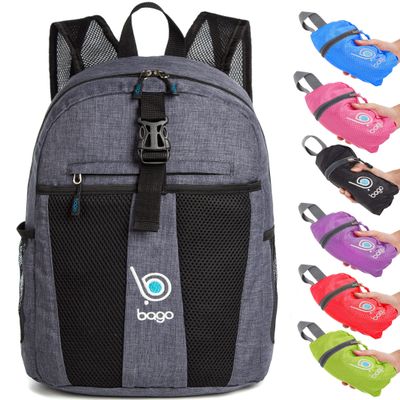 Bago Lightweight Backpack for Hiking Backpack for Women and Men - 25L Travel Day Pack - Foldable Hiking Daypack Ultralight for Camping Outdoor Sports - Packable Backpack for Travel (SnowBlack)