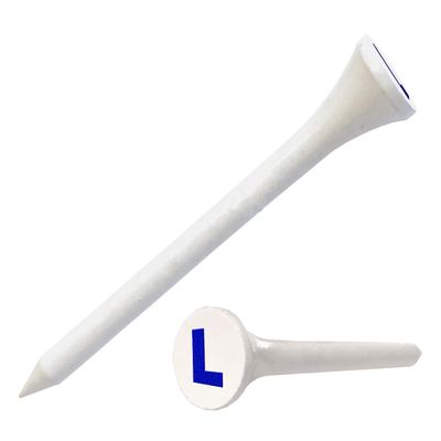 Clip Wipes Logo Golf Tees 2 (100/Pack) Custom TEECUP Imprint - Personalized Monogram Initial Letters (A-Z) (WHT-BLU-L)
