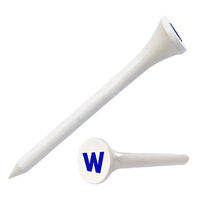 Clip Wipes Logo Golf Tees 2 (100/Pack) Custom TEECUP Imprint - Personalized Monogram Initial Letters (A-Z) (WHT-BLU-W)