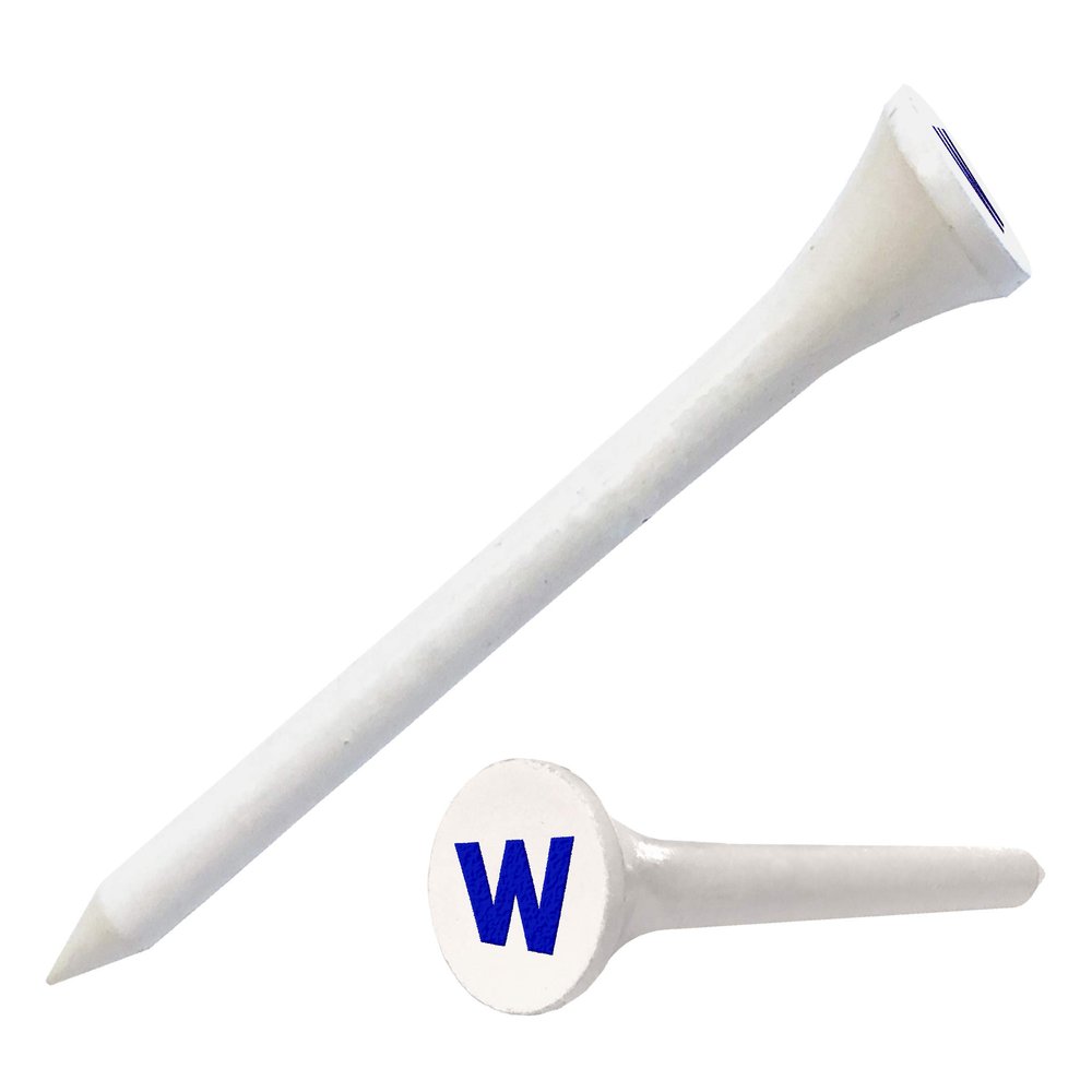 Clip Wipes Logo Golf Tees 2 (100/Pack) Custom TEECUP Imprint - Personalized Monogram Initial Letters (A-Z) (WHT-BLU-W)