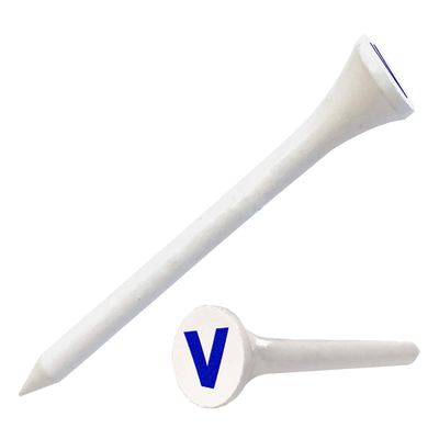 Clip Wipes Logo Golf Tees 2 (100/Pack) Custom TEECUP Imprint - Personalized Monogram Initial Letters (A-Z) (WHT-BLU-V)