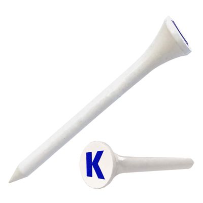 Clip Wipes Logo Golf Tees 2 (100/Pack) Custom TEECUP Imprint - Personalized Monogram Initial Letters (A-Z) (WHT-BLU-K)