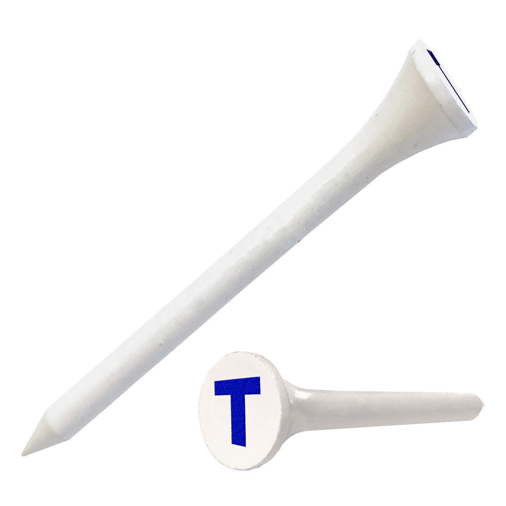 Clip Wipes Logo Golf Tees 2 (100/Pack) Custom TEECUP Imprint - Personalized Monogram Initial Letters (A-Z) (WHT-BLU-T)
