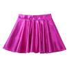 YiZYiF Kids Girls' Shiny Metallic Flared Skater Skirt Dancewear A Line Circle Short Skort Skirts Halloween Dress up Fuchsia 12 view 2