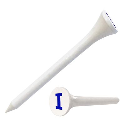 Clip Wipes Logo Golf Tees 2 (100/Pack) Custom TEECUP Imprint - Personalized Monogram Initial Letters (A-Z) (WHT-BLU-I)