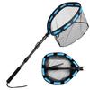 PLUSINNO Fishing Net Fish Floating Landing Net, Kayak Nets with Fixed Foldable Telescopic Pole Handle, Bass Trout Fishing Nets with Nylon Mesh for Pond Lake River, Fishing Gear Gifts for Men,Blue 1.5M view 1