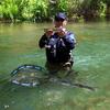 PLUSINNO Fishing Net Fish Floating Landing Net, Kayak Nets with Fixed Foldable Telescopic Pole Handle, Bass Trout Fishing Nets with Nylon Mesh for Pond Lake River, Fishing Gear Gifts for Men,Blue 1.5M view 2