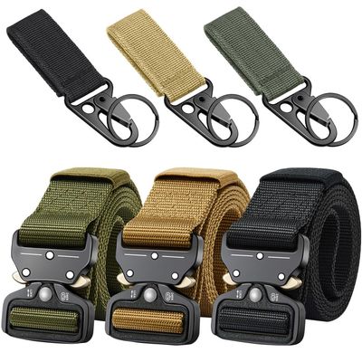 Ginwee 3 Packs Tactical Belt, Military Style Webbing Riggers Web Belt Heavy-Duty Quick-Release Metal Buckle Belt for Men