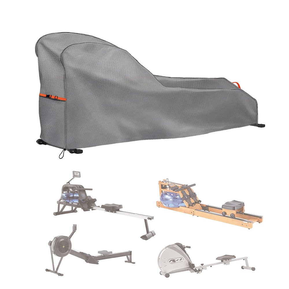 Rowing Machine Cover Waterproof  Heavy Duty Oxford Fitness Equipment Protector, Dustproof UV-Outdoor Rower Cover with Buckles and Drawstring, Fits Most Rowing Machines up to 112" L x 24" W x 40.5" H