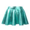 dPois Girls Kids Shiny Metallic Flared Pleated Mini Skirt A-Line Skater Skort Ballet Jazz Hip Hop Dance Outfit Lake_Green 6 view 1