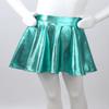 dPois Girls Kids Shiny Metallic Flared Pleated Mini Skirt A-Line Skater Skort Ballet Jazz Hip Hop Dance Outfit Lake_Green 6 view 2
