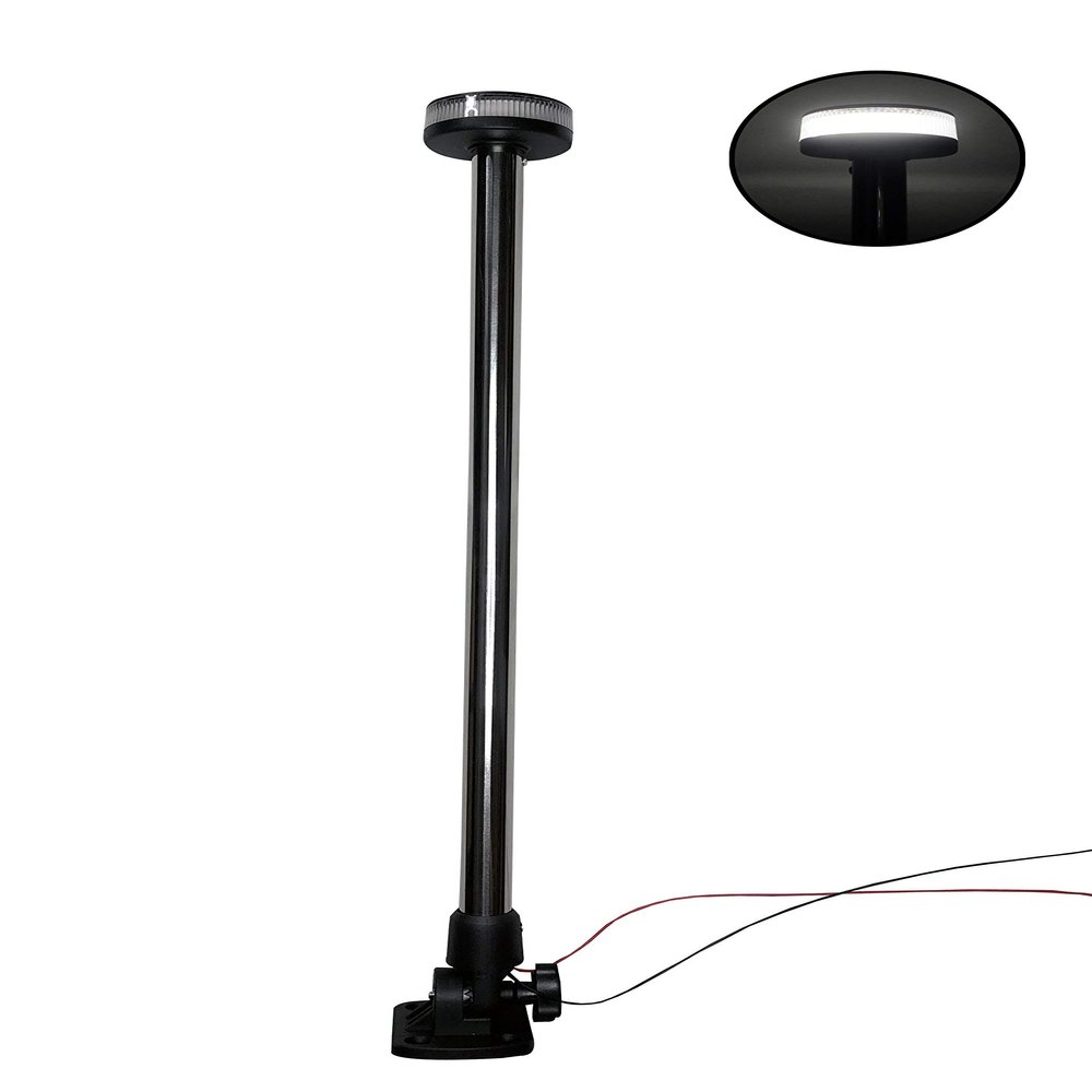 Pactrade Marine Boat Fold Down Stern Light Anchor Light All Round White LED Marine Adjustable Pole USCG 2 NM For Yacht Pontoon and Fishing Boat 12 Volts 23.5 Inches