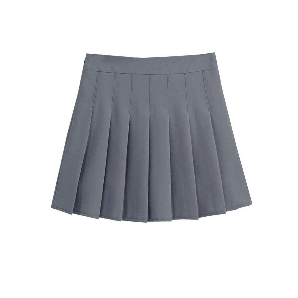 ZHANCHTONG Women's High Waist A-Line Pleated Mini Skirt Short Tennis Skirt (Grey, XS)