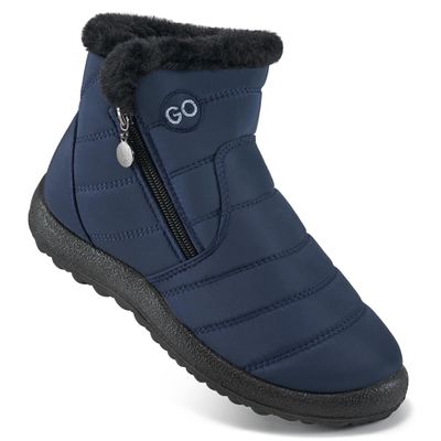 DUOYANGJIASHA Snow Boots for Women Winter Warm Ankle Booties Waterproof Comfortable Slip On Outdoor Fur Lined Lining Zipper Womens Snow Boots