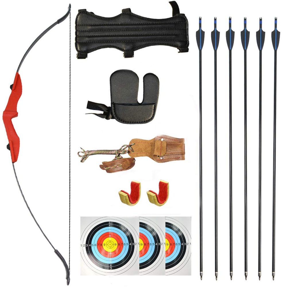 ZSHJGJR 57 Inch Archery Takedown Recurve Bow and Arrow Set 30 35 40lbs Adult Beginner Recurve Bow Kit Double Arrow Rest Left Right Hand Hunting Longbow for Shooting Target Practice (Red, 35lbs)