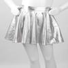 YiZYiF Kids Girls' Shiny Metallic Flared Skater Skirt Dancewear A Line Circle Short Skort Skirts Halloween Dress up Silver 12 view 3