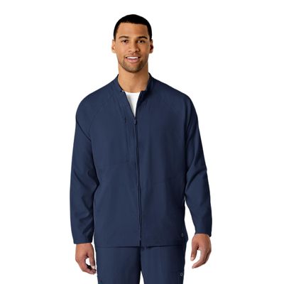 WonderWink WINK W123 Men's Zip Front Warm Up Jacket, Navy, 3X