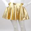 dPois Girls Kids Shiny Metallic Flared Pleated Mini Skirt A-Line Skater Skort Ballet Jazz Hip Hop Dance Outfit Gold 6 view 2