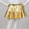 dPois Girls Kids Shiny Metallic Flared Pleated Mini Skirt A-Line Skater Skort Ballet Jazz Hip Hop Dance Outfit Gold 6 view 4
