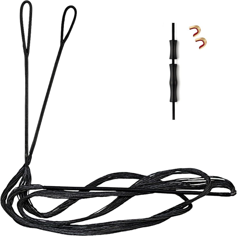 Deerseeker Archery Bow String Replacement with Finger Protector & 2 Nock Points Dacron Bowstring 12, 14, 16 Strands Bow Accessories for Recurve Bow Traditional Longbow 12-AMO 66"