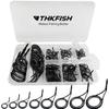 THKFISH Fishing Rod Repair Kit - Spinning Rod Guides Ceramics & Stainless Steel Carbon Guides - 8 Sizes, Black, 75pcs view 1