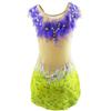 LIUHUO Women's Rhythmic Gymnastics Leotard Neon Green Red with Purple Mesh Stretchy Fabric Performance Competition Bodysuit view 2