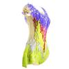 LIUHUO Women's Rhythmic Gymnastics Leotard Neon Green Red with Purple Mesh Stretchy Fabric Performance Competition Bodysuit view 3